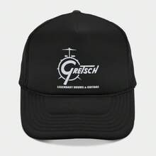 Gretsch Hat-This Black Trucker Cap Features A White Logo Of Gretsch, A Renowned Brand Known For Its Legendary Drums And Guitars. - màu đen - Xem 2