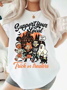 Camiseta estampada para mujer con diseños divertidos, una camiseta de manga corta con cuello redondo para mujer, perfecta para usar en primavera y verano. Ideal para senderismo y actividades al aire libre, una camiseta esencial para acampar. - Blanco - Ver 6