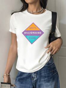 Geometric Symbol With Vibrant Colors Combining Orange, Purple, And Turquoise Tones, Reflecting Energy, Confidence, And Modern Luxury In A Stylish, Comfortable, Casual Women's T-Shirt For Everyday Wear. - 白色 - 查看 8