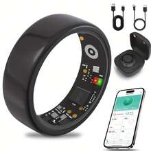 Smart Ring For Women Men, IP68 Fitness Ring - Fitness Tracker With Pedometer, Calories, Sleep Tracking, Remote Photo Control, Exercise Monitoring, Smart Health Ring For IPhone & Android - Sleep Tracking Wearable, Gifts For Women Men - Xem 24