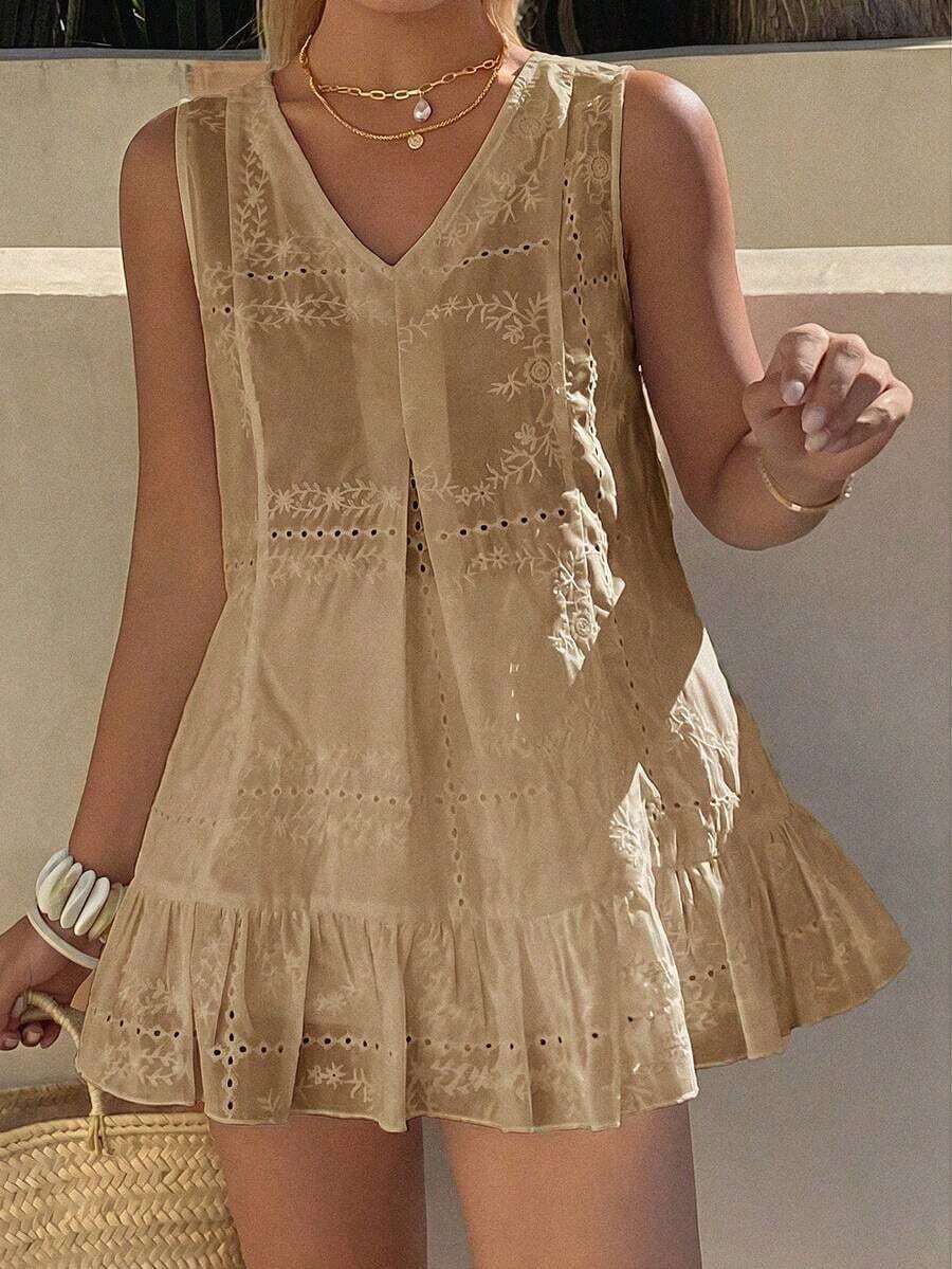 Women Midi Dresses - Apricot - View 1