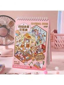 49 Sheets/Book Sticker Book, Including 29 Material Stickers And 20 Scene Cards. Sunny Town Landscape Miniature Scenes Can Be Used For Model Scenes And Mini Houses, Suitable As Birthday Or New Year Gifts, Christmas Holiday Gifts - B - View 3