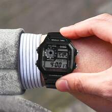 Multifunctional Electronic Wristwatch With Alarm, Stopwatch, Countdown, Suitable For Students' Daily Wear, CASIO AE-1200WH-1A - Black - View 4