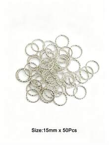 50-100pcs/Set 8-20mm Round Split Rings, Twisted Open Rings, Connectors, Jewelry Making Supplies, DIY Accessories - Silver - View 13
