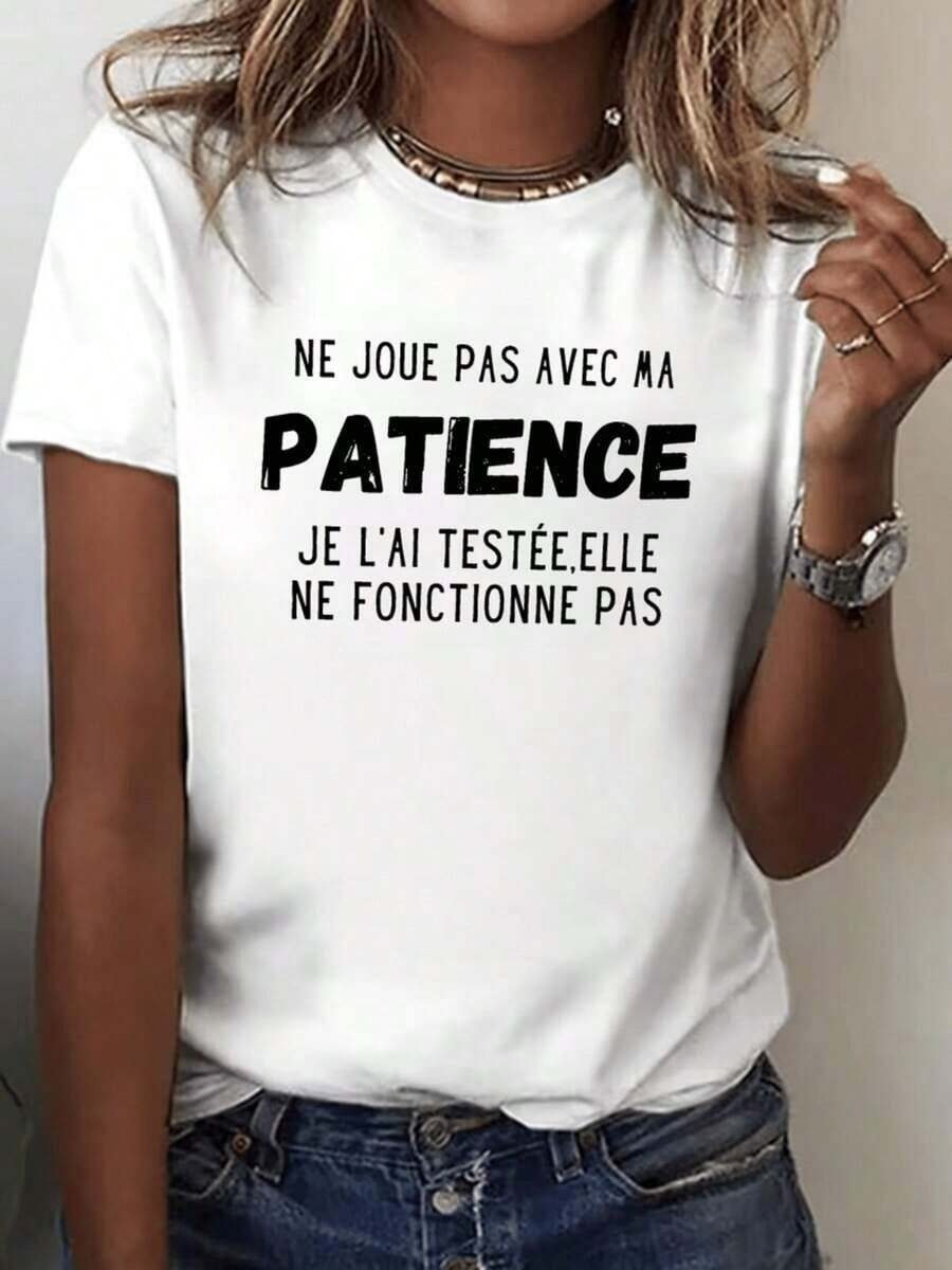 Camiseta con Estampado Humorístico Francés | Cómoda Blusa de Moda para Mujer, Suave y Transpirable, Lavable a Máquina, Perfecta para Ropa Casual de Primavera/Veranoblusa casual mujer - Blanco - Ver 1