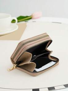 Solid Color Short Large Capacity Card Holder - Khaki - View 6