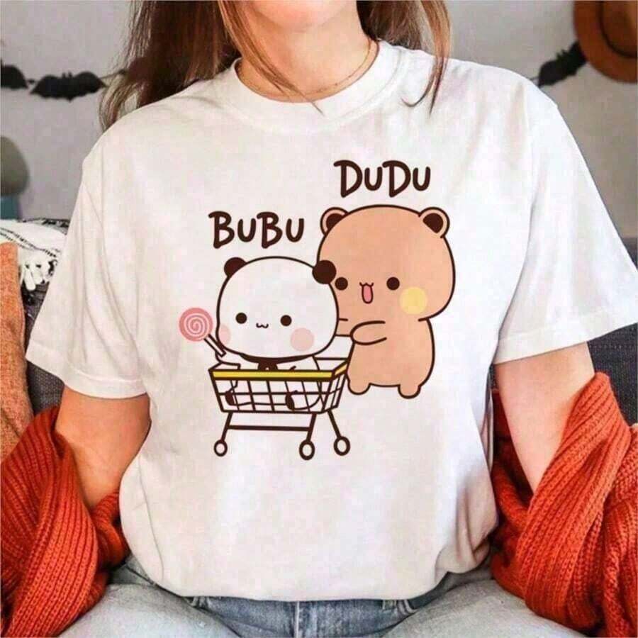 Top gráfico de oso lindo de verano fresco, ropa de calle diaria para parejas, camiseta Bubu Dudu, camisetas de cómic Harajuku para mujeres, ropa divertida de anime de dibujos animados, playera de hombre, sudaderas para mujer Camiseta De Mujer |   Diseño exquisito |   Suelto y cómodo |   Fácil de combinar | - Blanco 4 - Ver 1