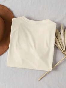 Playera Casual de Mujer, Cuello Redondo, Mangas Cortas, Estampada de Mujeres 8 de Marzo, Día de la Mujer Hecho en Mexico |   Diseño exquisito |   Suelto y cómodo |   Fácil de combinar | - Crema - Ver 2