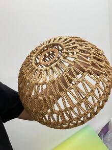 1pc Natural Handwoven Rope Dome Lamp Shade, Bohemian Rustic Style Lamp Shade, Home Lighting Decor, Outdoor Decoration - Semicircle - View 8