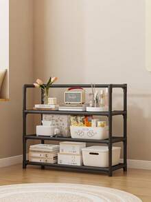 Estantería y perchero de varios niveles - Diseño compacto y ahorra espacio, estructura de plástico resistente, apto para cocina, baño, dormitorio, oficina, almacén, garaje - Fácil montaje, estantes prácticos de varios niveles, estantería para el hogar, requiere montaje manual - Multicolor - Ver 3