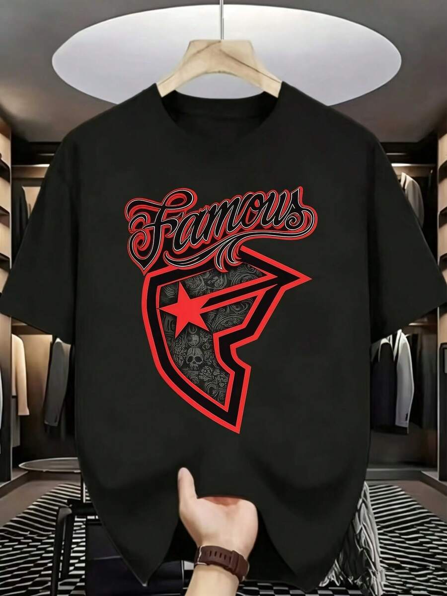 Men's Branded T-Shirt, 180 Grams, Short Sleeve, Round Neck, Casual, With Iconic Branding, Suitable For Family Events, Corporate Gifts, Team Uniforms - Machine Washable, Comfortable, Ideal As A Gift For Him. - 黑色 - 查看 1