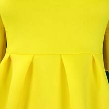 Women's Summer Dress, New Model, Double Ruffle Sleeve, Solid Color, Wide Full Skirt - 黃色 - 查看 8