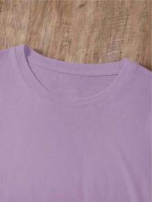 Camiseta Casual de Verano para Mujer YOCASA, con Cuello Redondo, Ajustada y de Manga Corta, con Estampado de Pintura al Óleo, Motivos Florales, de Corazones, de Cerezas y de Letras.Tela sencilla y casual, estilo deportivo, ideal para uso diario y una cita de San Valentín. - VIOLETA-YH137 - Ver 4