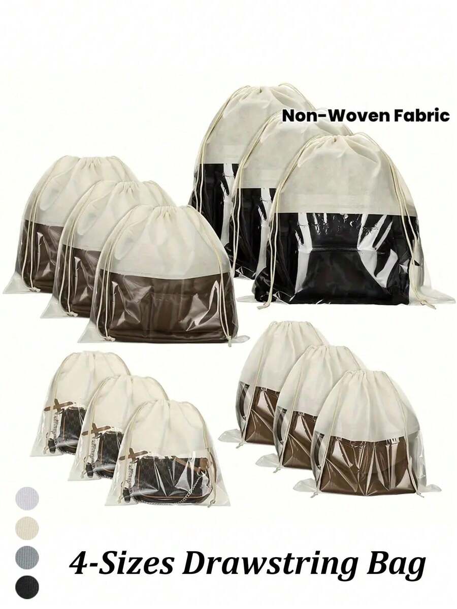 Dust Covers With Drawstring - Lightweight Non-Woven Storage Pouches For Handbags, Purses, Shoes - Breathable Cloth Bags For Travel & Home Use - Multicolor - View 1