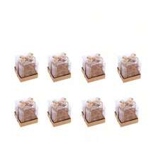 8 piezas de cajas de plástico transparente individuales para cupcakes de 3.5" Contenedores transparentes para un solo cupcake Cajas de regalo transparentes para decoración Cajas de obsequio para fiestas con insertos y cinta para bodas y fiestas - Ver 7