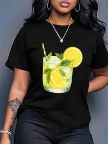 Camiseta Holgada de Cuello Redondo para Mujer de Talla Grande - Blusa Casual de Verano Transpirable para Uso Diario, Estilo Europeo y Americano, Adecuada para el Desayuno, la Oficina y Salidas - Estilo Básico de Fácil Cuidado, Diseño con Estampado Geométrico Blusas Para Mujer Casual - Blanco - Ver 5