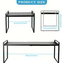 Küchenschränke Organizer ,Gewürzregal, Küchen-Organizer, Küchenregal, Schrank-Organizer Küche, erweiterbar, kleines Regal, stapelbar, Metall, Schwarz - A - Übersicht 3