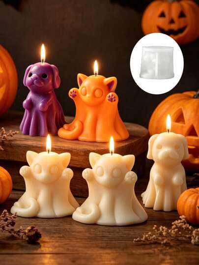 Halloween Ghost Cat Dog Candle Molds, Cute & Weird Animal Silicone Molds For DIY Candle Making