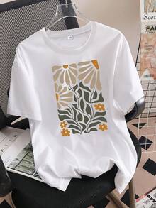 Talla Grande - Talla Grande - Camiseta con estampado de letras de talla grande, Top casual de manga corta y cuello redondo para verano y primavera, Ropa de talla grande para mujer - Blanco - Ver 1