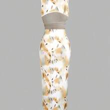 Nana's Women's Clothing Store  Vestido de verano para mujer con ajuste ceñido, cordón, diseño rasgado y estampado, vestido de verano largo para outfit de mujer - Negro - Ver 3