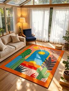 1pc Colorful Cartoon Palm Tree Pattern Decorative Floor Mat, Cute Gaming Rug, Bedroom Decor, Small Carpet, Home Decor, Outdoor Rug, Washable Carpet, Graduation Gift - Multicolor - View 3