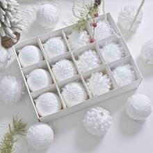 12pcs White Christmas Balls, 3.15 Inch Each, With Various Textures And Shapes, Essential For Holiday Decoration, Perfect For Christmas Tree, Holiday Party And Creating A Charming Atmosphere - 12pcs - View 6