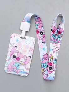 Bộ 1 dây đeo thẻ Disney Stitch, ví đựng thẻ xe buýt/thẻ học sinh hình hoạt hình dễ thương với dây đeo dài. - Nhiều màu - Xem 4