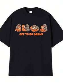 Women's T-ShirtsOff To Be Brave Monkey Leam Punch Graphic T-Shirts Men Women Retro Street Fashion T Shirt Summer Oversized High Quality T Shirts - 黑色 - 查看 1