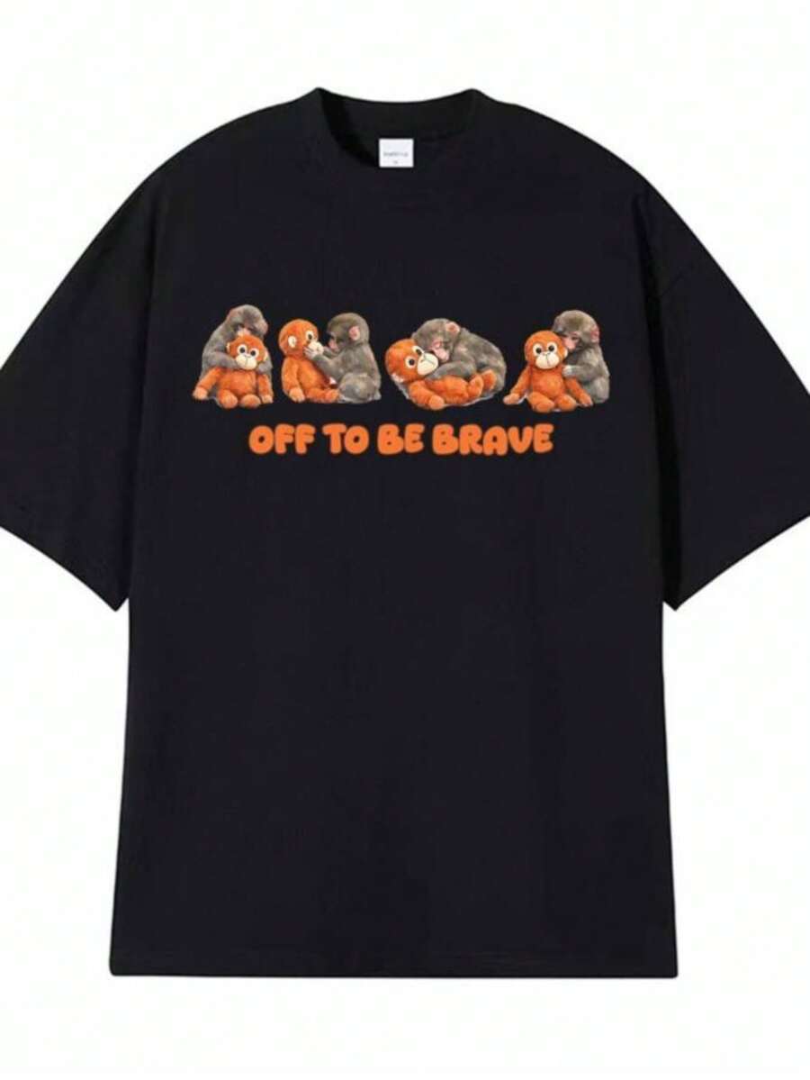 Women's T-ShirtsOff To Be Brave Monkey Leam Punch Graphic T-Shirts Men Women Retro Street Fashion T Shirt Summer Oversized High Quality T Shirts - 黑色 - 查看 1