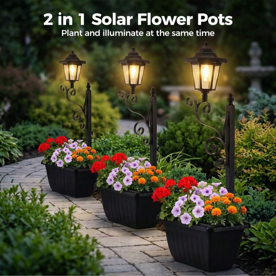 Senmeo 2Pack Solar Flower Pot - 2 in 1 Flower Pot - 查看 1