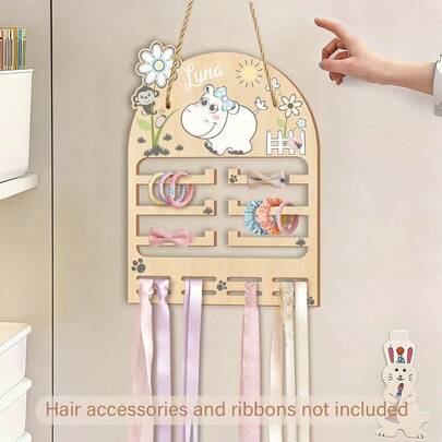 1 chiếc giá treo phụ kiện tóc phong cách Boho gắn tường, giá trưng bày kẹp tóc trang trí phòng, kệ đựng đa năng cho dây buộc tóc, kẹp tóc và băng đô, đồ trang trí nhà cửa thời trang.