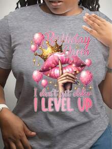 Camiseta de manga corta para mujer con estampado de moda, holgada, casual, combinable con todo, para verano. - Negro - Ver 11