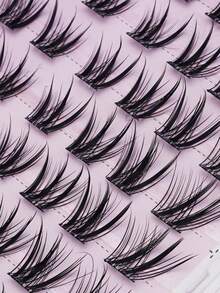 80pcs Slanted Winged Fox Eyelashes, Glue-On And Glue-Free Styles, Chinese-Style Fox Eyelashes, Icy Qingqiu Fox Natural Look Design, Curled Segmented Individual Lashes, Beginner-Friendly, Lightweight Airy Feel, Reusable, Suitable For Daily, Date, And Traditional Chinese Makeup Looks - C - View 2