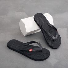 男士人字拖，高端防滑防臭人字拖凉鞋，时尚橡胶户外厚底沙滩拖鞋 - 黑色 - 查看 4