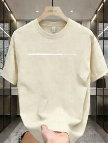 Soft Soft Men's Crew Neck Short Sleeve T-Shirt. Casual Style With Modern And Comfortable Prints. For Men And Women, Couple Style, Short Sleeve T-Shirt With  Pattern Print - 杏 - 查看 1