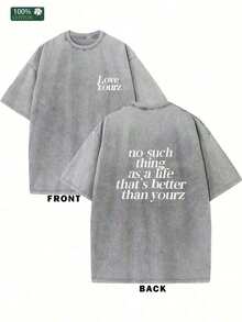 Men's & Women's Unisex Premium Washed Cotton T-Shirt, New, Crew Neck, Short Sleeve, Urban Style, Wax Dyed, Washed Shoulders, High Street Style, Tropical Clothing For Women, Y2k T-Shirt, Men's Shirts 2026 - 灰色 - 查看 1