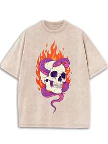 New 2026 Model, 100% Washed Cotton, Urban Casual Style, Suitable For Parties Or Festivals, Soft And Breathable Fabric, Modern Print Design, Unisex, Lightweight And Comfortable To Wear, Vintage Fashion Design. - 黑色 - 查看 6