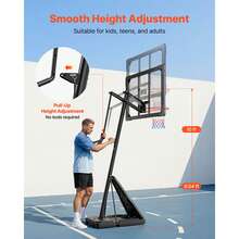 Portable Basketball Stand, 8.04 To 10 Ft Height Adjustment Basketball Hoop & Goal, Basketballs Hoop Outdoor With 44 Inch PC Backboard For Kids, Adults In Schools, Parks, Indoor & Outdoor Use - 8.04 to 10 ft - 查看 5