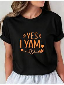 Camiseta Deportiva Casual para Mujer en Negro con Texto Naranja YES I AM - Camiseta Elástica de Cuello Redondo, Lavable aáquina, Ajuste Cómodo, para Todas las Estaciones. - Negro - Ver 6