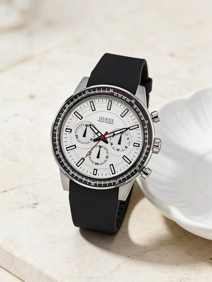 Đồng hồ thạch anh đa chức năng cổ điển, vỏ 46mm, hiển thị ngày, đồng hồ đeo tay thường ngày, GUESS W0802G1 - trắng - Xem 1