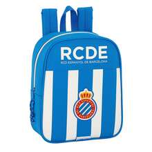 RCD Espanyol Skolväska Huvudfack med Dubbel Dragkedja och Framsida med Dragkedja, Vadderad Rygg och Axelremmar, Vit och Blå, Flaskfack, Överhandtag - Alternativ 2 - Visa 2