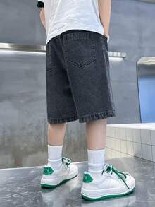 Boys' Denim Shorts, Casual Slim Fit Knee Length Shorts For Summer - Black - View 6