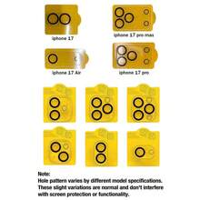 5 piezas de protector de lente de pantalla de seda compatible con iPhone 11/12/13/14/15/16 Pro Max/17 Pro/17 Air/17 Pro Max, película de vidrio templado trasera de pantalla completa y protector de lente de cámara, fácil instalación, compatible con modelos específicos - transparente - Ver 7