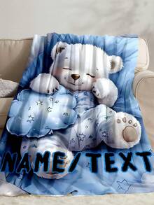 Personalized Polar Bear Fleece Blanket - Soft & Lightweight, Customizable Name, Suitable For Sofa, Bed, Camping & Office - Warm & Cozy Winter Essential, Homey Home Decor | Charming Bedroom Decoration | Durable Polyester Bedding Blanket, Perfect Gift For Kids - Multicolor - View 6