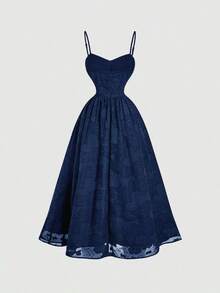 MOD Vestido midi de verano de mujer elegante de unicolor con recortes sin mangas - Burdeos - Ver 9