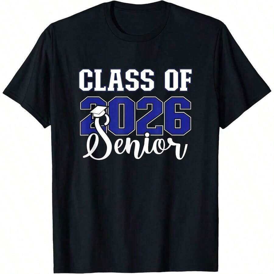 Proud Grandfather Of A Class Of 2026 Graduate, Class Of 2026 Family T-Shirt, Comfortable Loungewear, Everyday Fashion, Party Wear, Unisex Style, Gift T-Shirt, Sizes S - XXXXL, Black - 黑色 20 - 查看 1