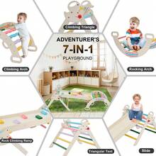 9-In-1 Wooden Triangle Climbing Set Foldable Montessori Toddler Play Gym With Ramp Ladder For Indoor Home Playroom - Rainbow Colors - View 5