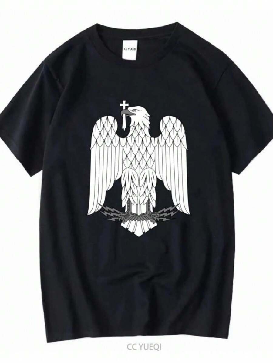 Blouses For Women Romania Coat Of Arms T Shirt Romanian Parliament Eagle All Sizes Long Or Short Sleeves Vintage Washed Designer Clothes Unisex - 黑色 - 查看 1