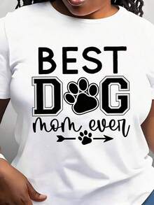 Camiseta Moderna y Minimalista para Mujer "La Mejor Mamá de Perros de la Historia" con Diseño Gráfico de Huella de Pata, Perfecta para Amantes de Mascotas y Uso Diario, Ideal para Salidas Cotidianas y Momentos de Relajación. - Blanco - Ver 1