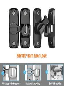Adhesive Thickened Universal Card Lock, Bathroom Retro Anti-Theft Lock, 90/180 Degree Rotating Door Installation Bolt, Cabinet Sliding Latch Lock, No Drilling Required - Buckle - View 2